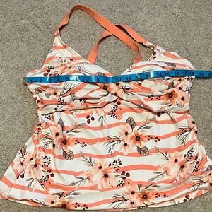 Womens Tankini Peach Floral XL Bathing Suit Top